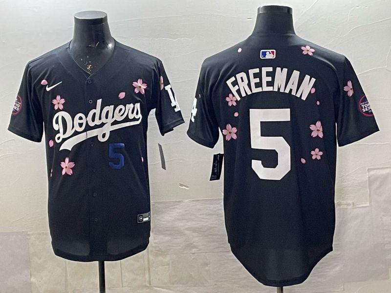 Men 2025 Nike Los Angeles Dodgers #5 Freeman Black Game MLB Jersey 06->los angeles dodgers->MLB Jersey